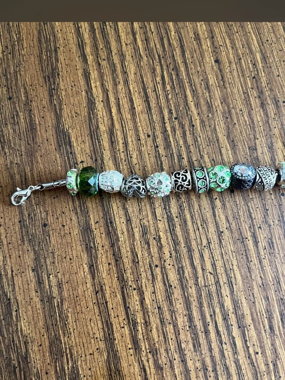 Green Crystal Charm Bead Bracelet